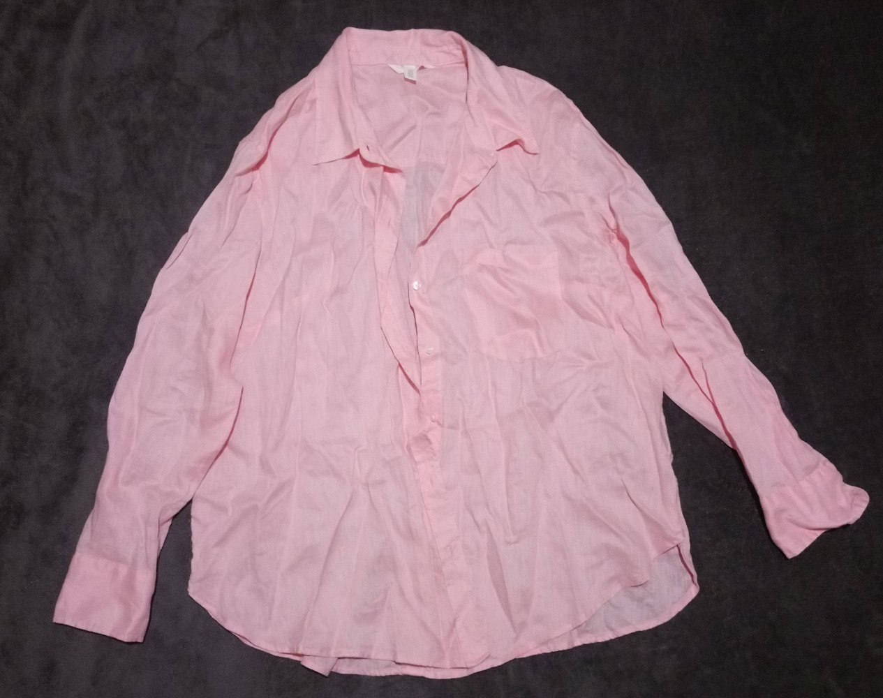 Льняная рубашка H&M нежно-розового цвета