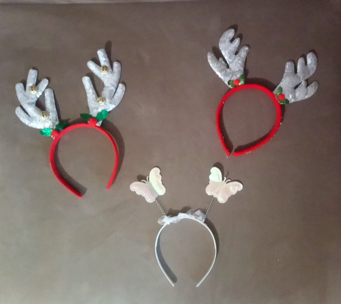 Новогодние ободки с рогами и бабочками