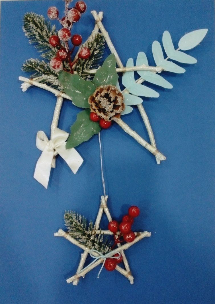 Новогодние звёзды из веточек хурмы