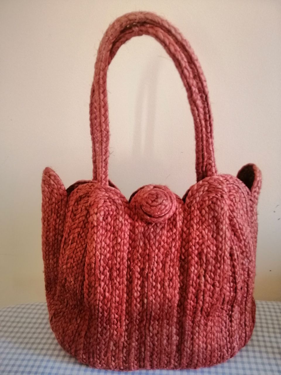 Сумка плетеная цвет марсала