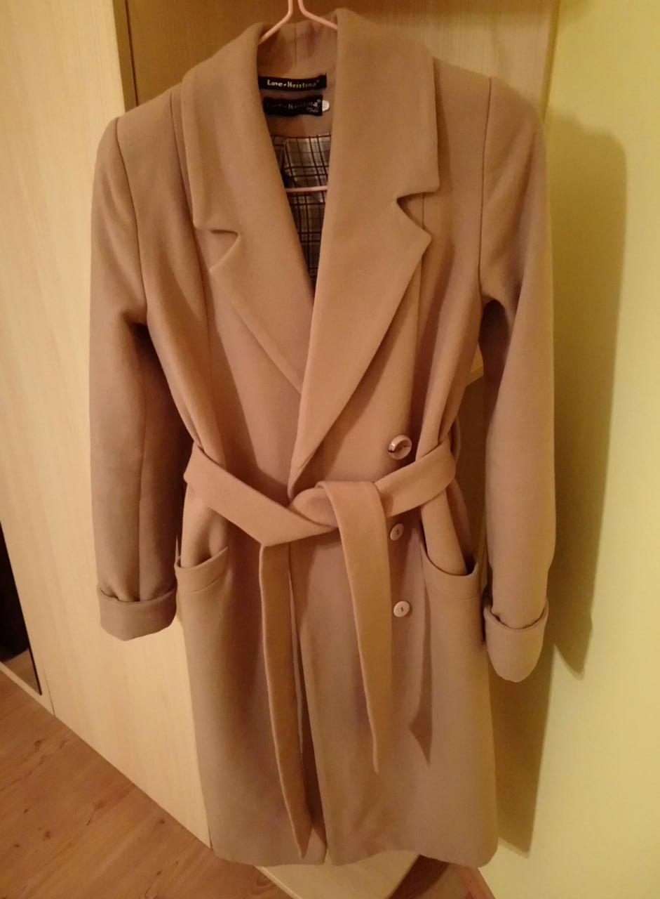 Шикарное теплое бежевое пальто Love-Kristina