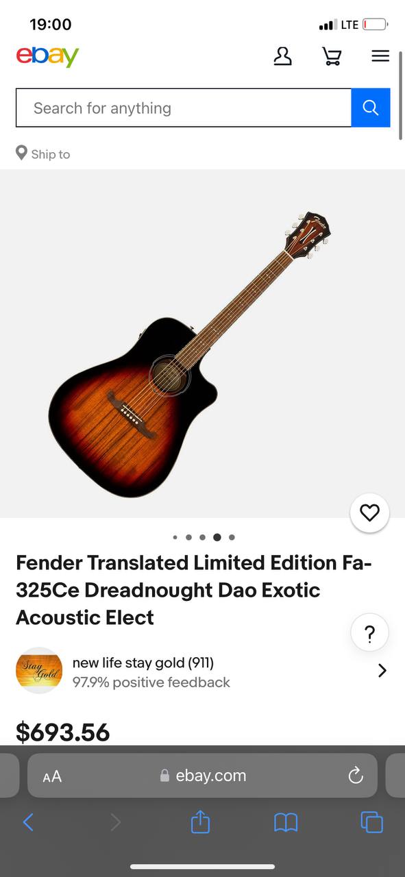 Fender Translated Limited Edition Fa-325Ce Dreadnought Dao Exotic Acoustic Elect