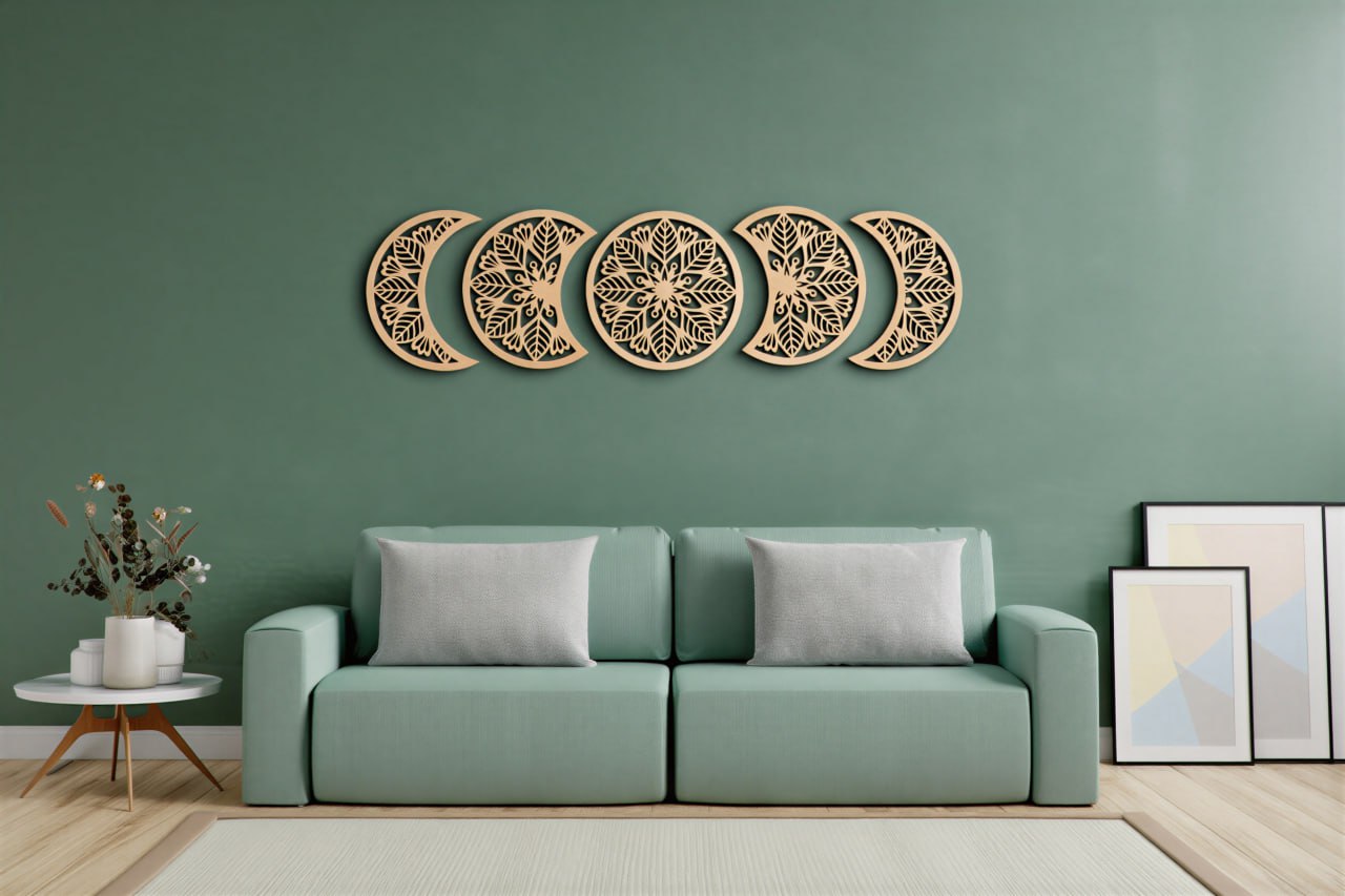 Сет настенных панно "Фазы Луны" из фанеры