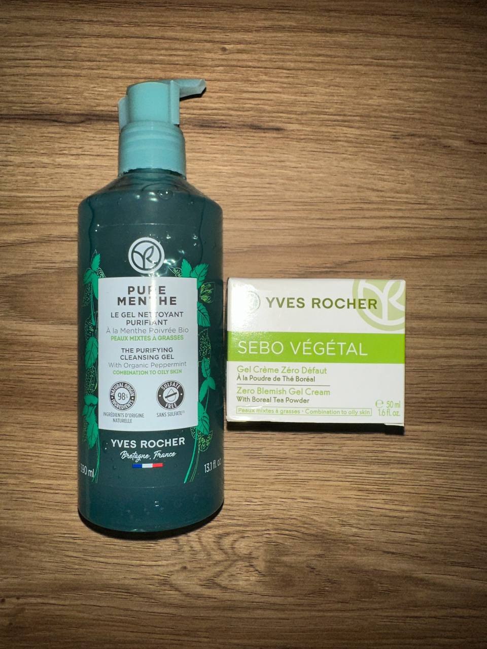 Гель для умывания yves rocher и крем Sebo vegetal