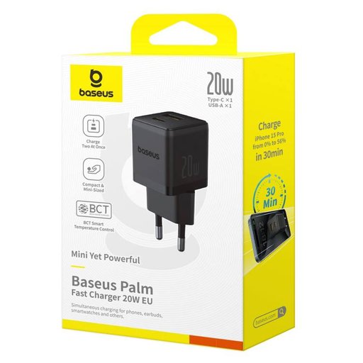 оригинальный блок питания Baseus Palm Fast Charger 1C 20W EU
