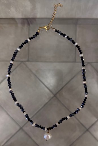 Чокер черный с искусственным жемчугом