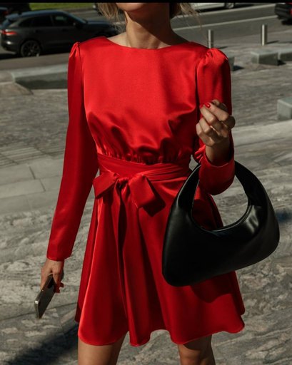 Атласное платье Lichi, красного цвета