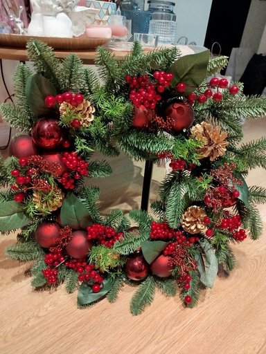 Новогодний венок с огоньками