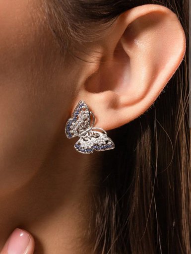 Серьги бабочки серебро 925 проба