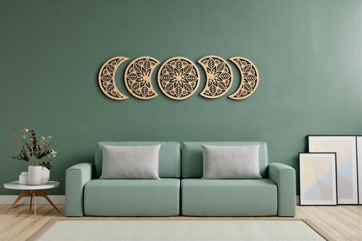 Сет настенных панно "Фазы Луны" из фанеры