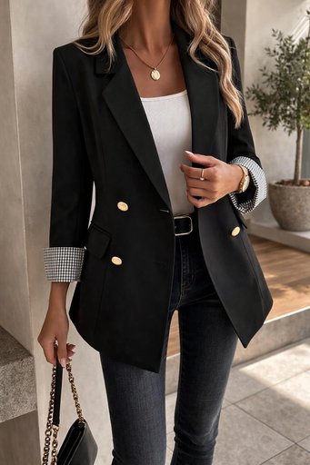 Стильный женский чёрный пиджак